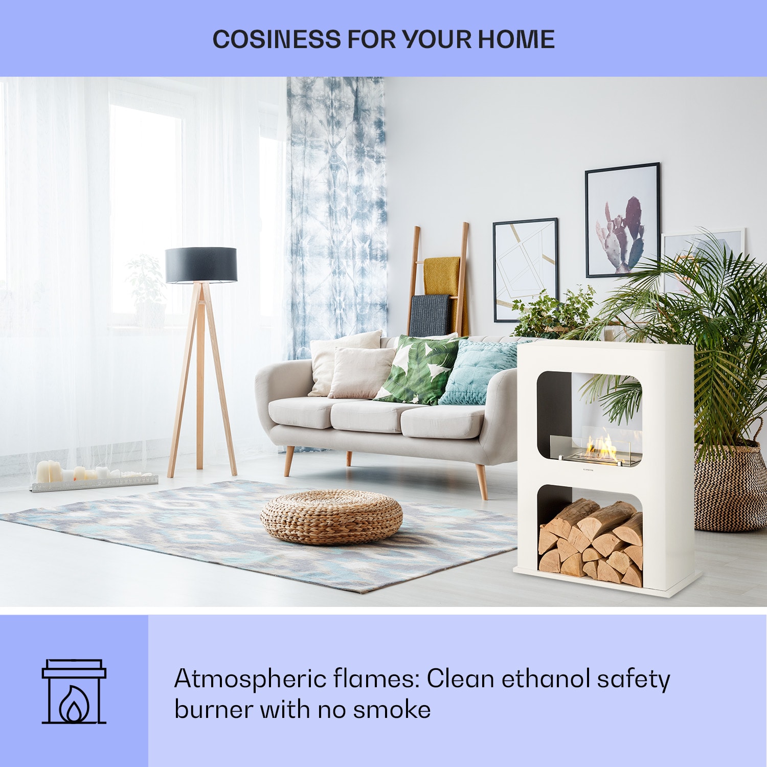 Klarstein Phantasma Peña etanolový krb bez dymu a bez zápachu bio etanol