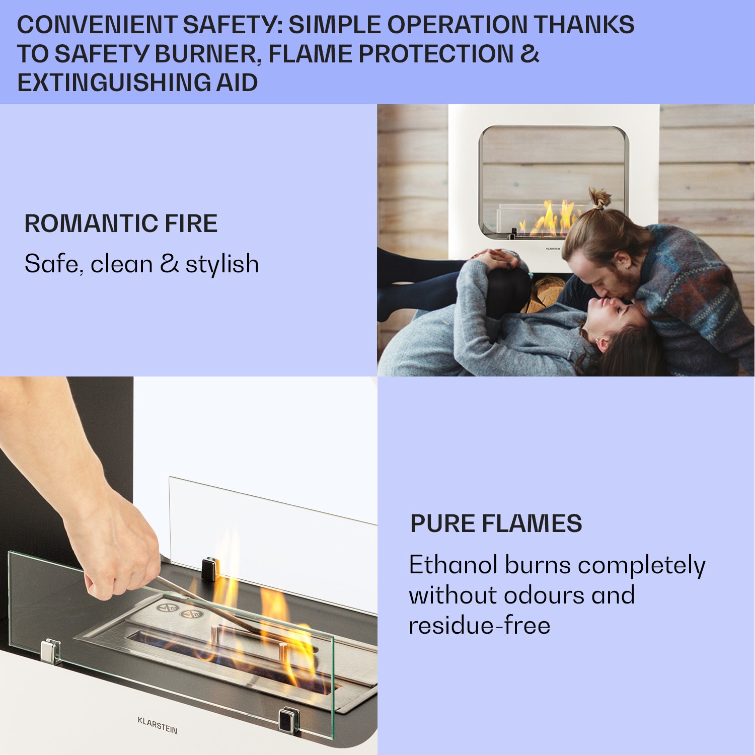 Klarstein Phantasma Peña etanolový krb bez dymu a bez zápachu bio etanol – Obrázok 3