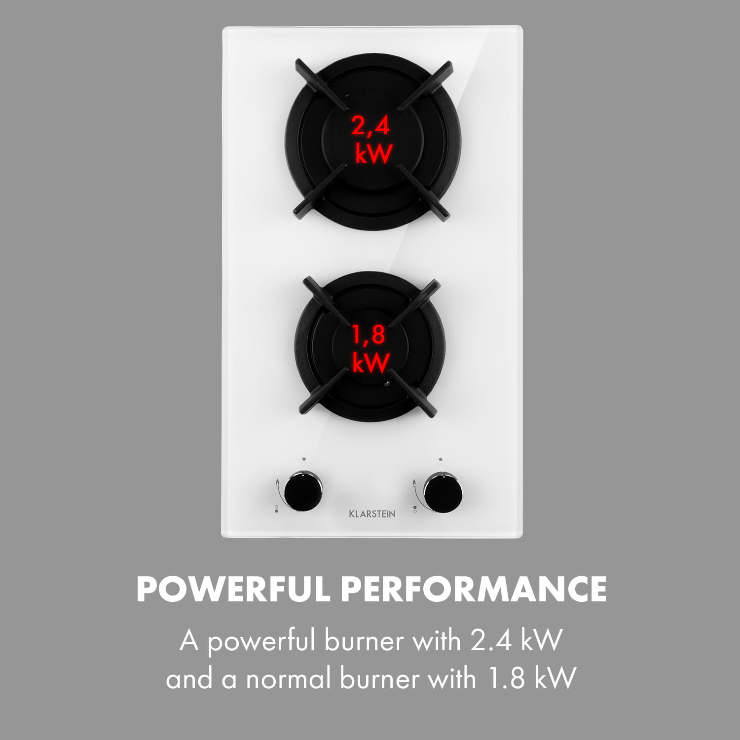 Klarstein Goldflame Domino, plynová varná doska, 2 mosadzné horáky, sklokeramika – Obrázok 3