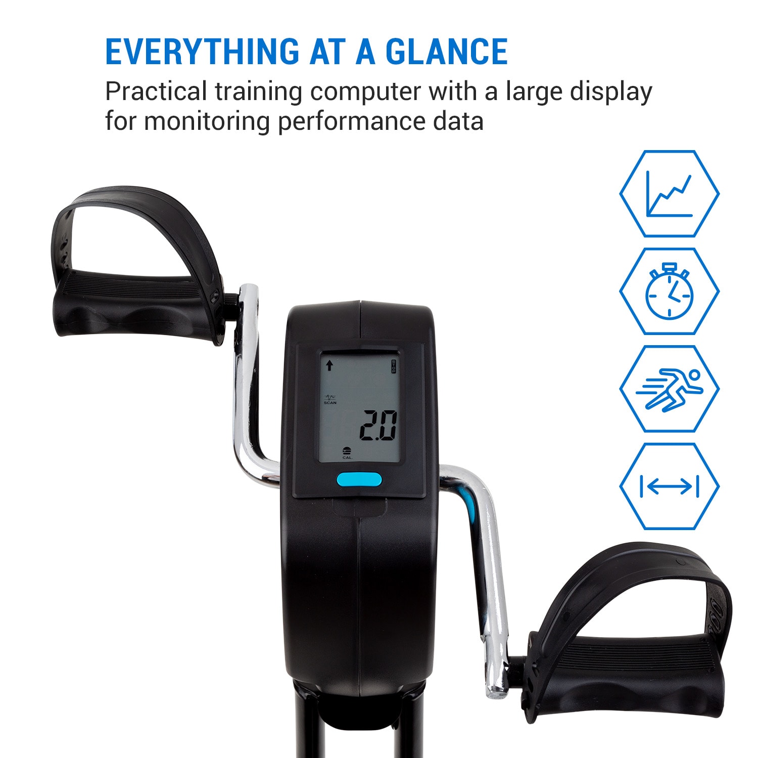 Capital Sports Azura Full Body Comfort, domáci rotoped, stacionárny bicykel, cyklotrenažér, handbike, záťažové koleso 7,5 kg, remeňový pohon