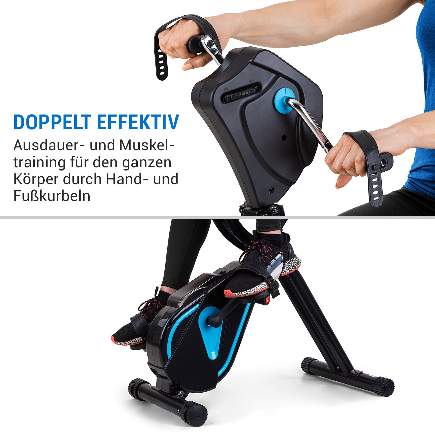 Capital Sports Azura Full Body Comfort, domáci rotoped, stacionárny bicykel, cyklotrenažér, handbike, záťažové koleso 7,5 kg, remeňový pohon – Obrázok 3