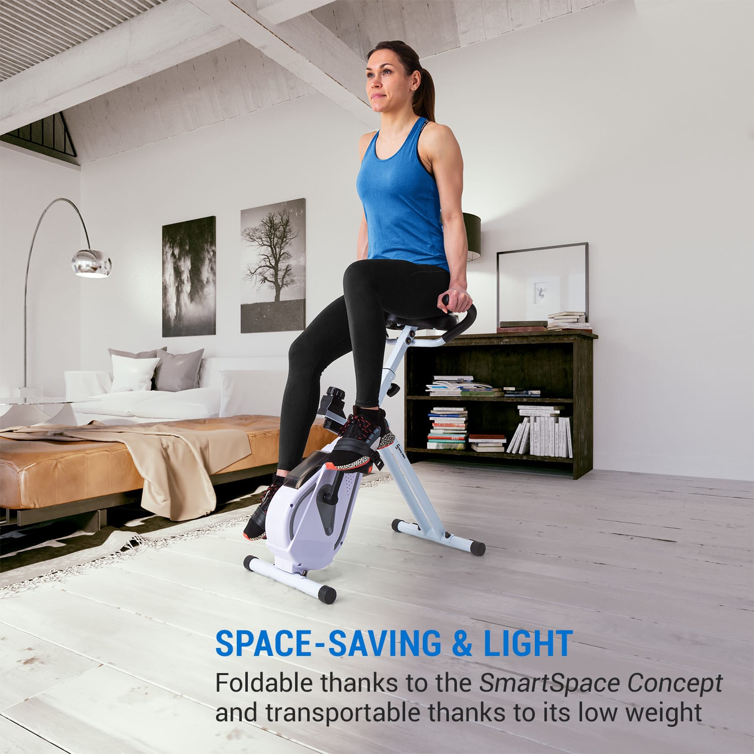 Capital Sports Azura Desk Bike, domáci rotoped, stacionárny bicykel, cyklotrenažér, záťažové koleso 7,5 kg, remeňový pohon – Obrázok 3