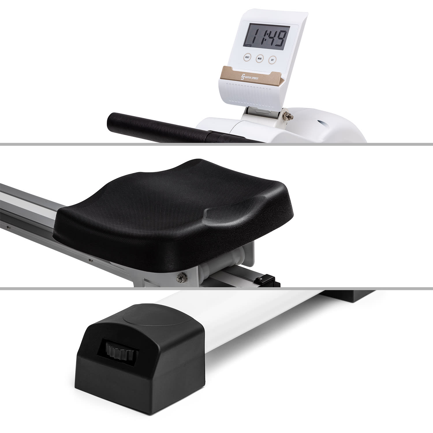 Capital Sports Stream M1, magnetický veslovací trenažér, 105 cm, LC displej, 8 úrovní, hliník – Obrázok 2