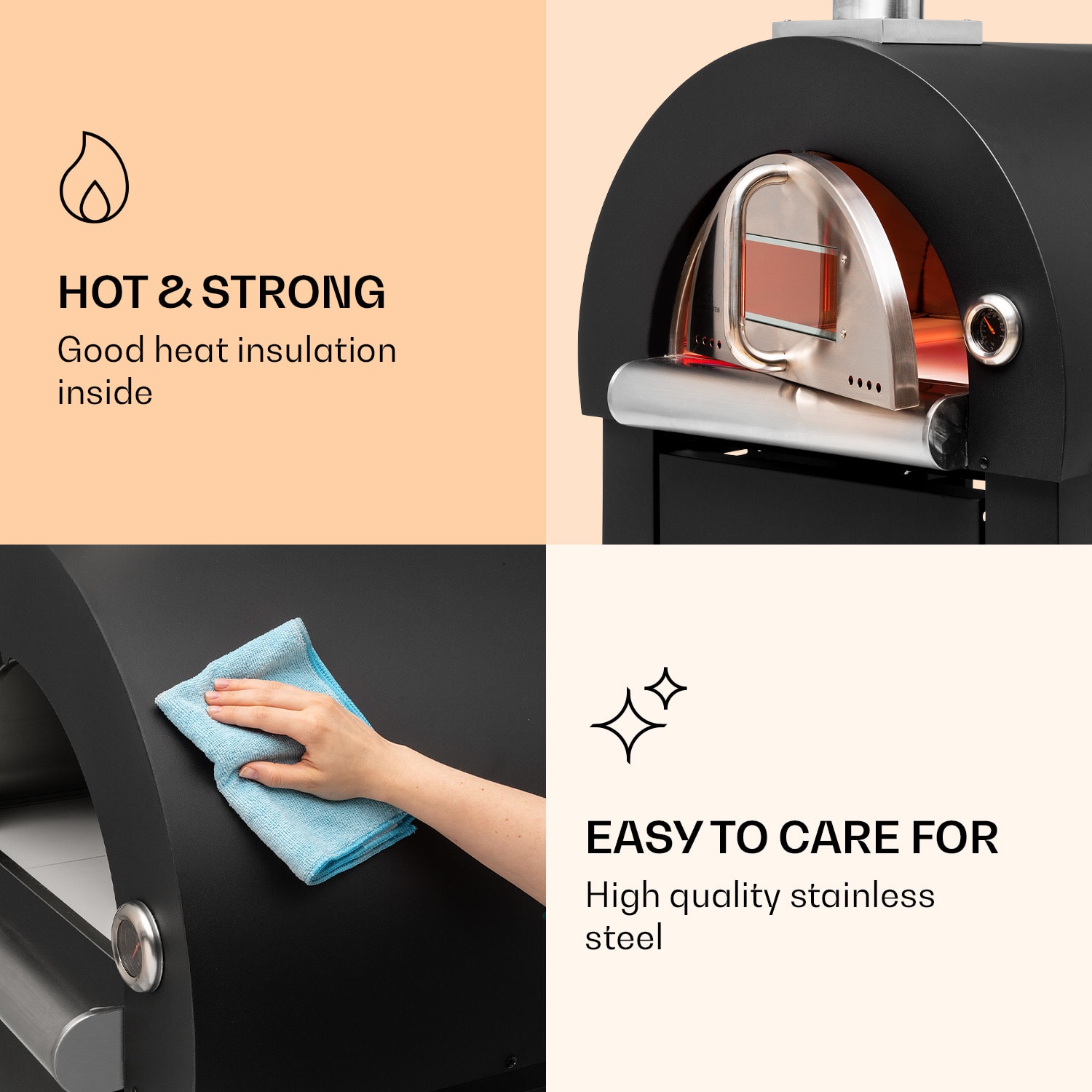 Klarstein Diavolo Napoletana, pec na pizzu, na drevené uhlie, nehrdzavejúca oceľ