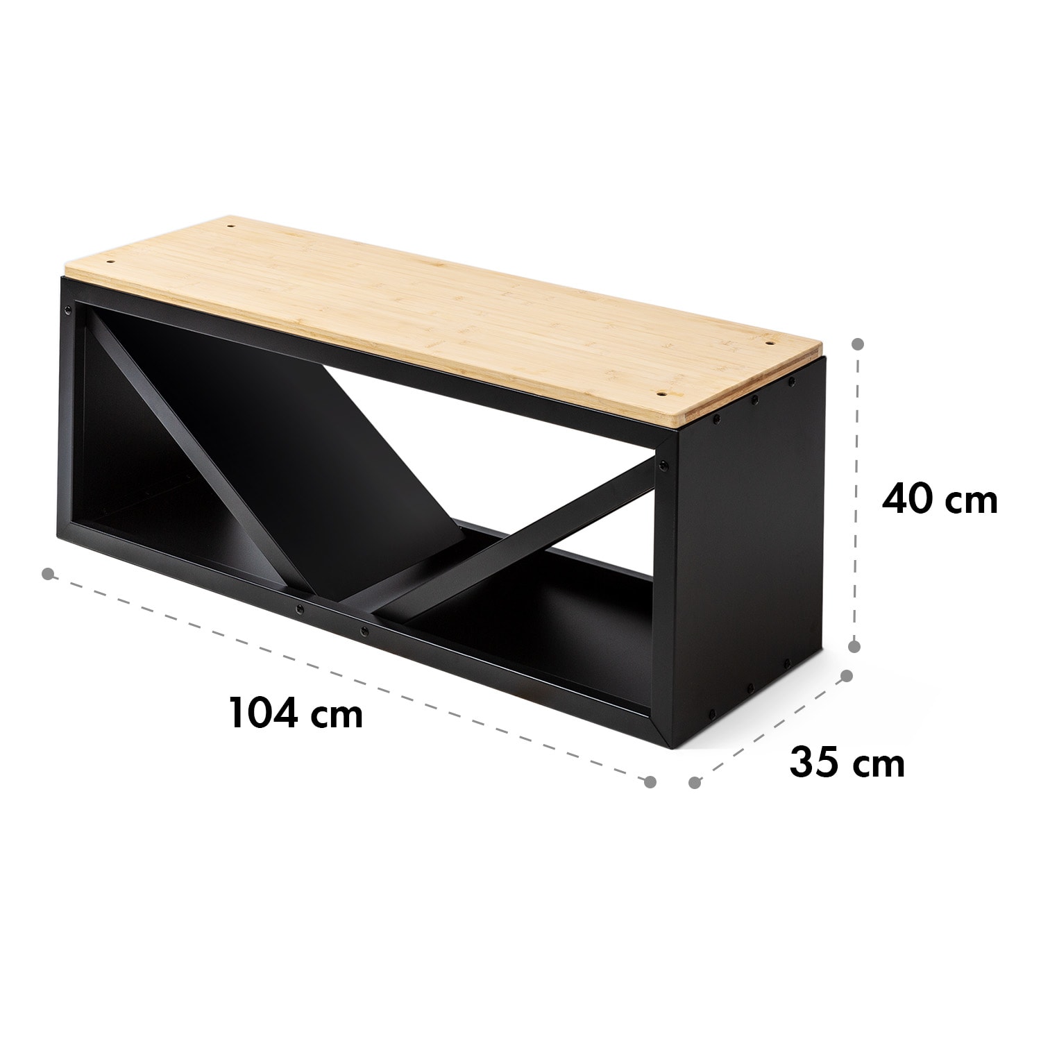 Blumfeldt Kindlewood L Black, stojan na drevo, lavička, 104 × 40 × 35 cm, bambus, zinok – Obrázok 3