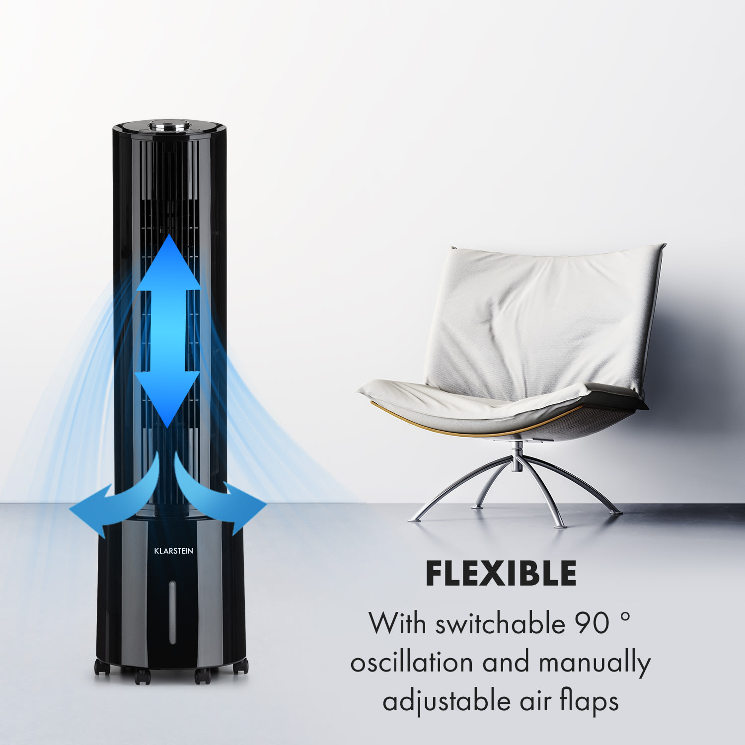 Klarstein Waterfall, ochladzovač vzduchu, 45 W, 4 l, 2 x chladiaci box, mobilný – Obrázok 2
