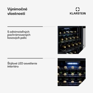 Klarstein Shiraz 29 Duo, vinotéka, 80 l, 29 fliaš, 2 zóny, 5–22°C, dotykové ovládanie, čierna