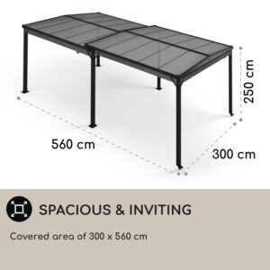 Blumfeldt Pantheon Solid Sky Expand, pergola, dvojitá, bočné steny, 3 x 3 – 5,6 m, hliník