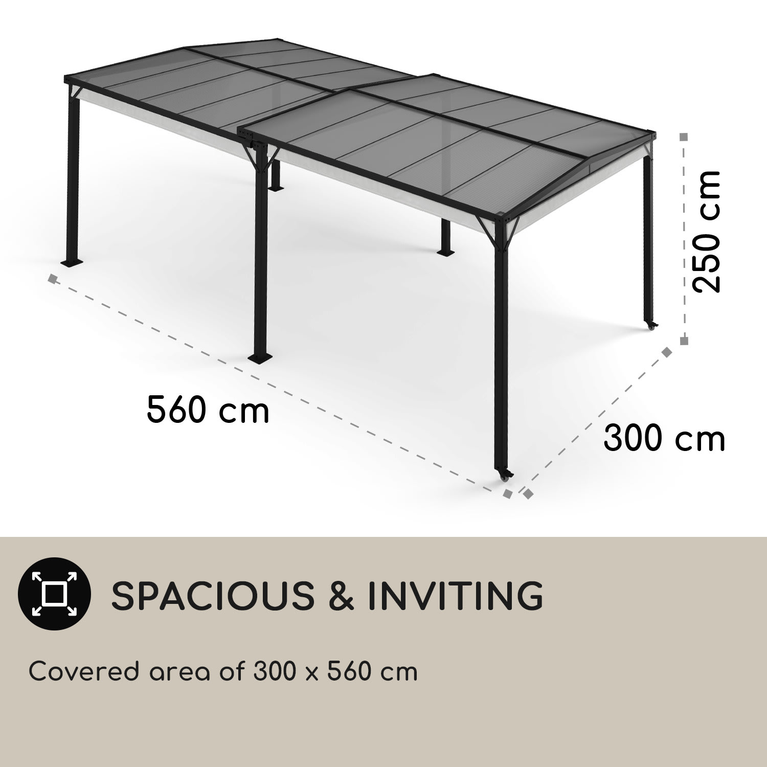 Blumfeldt Pantheon Solid Sky Expand, pergola, dvojitá, bočné steny, 3 x 3 – 5,6 m, hliník