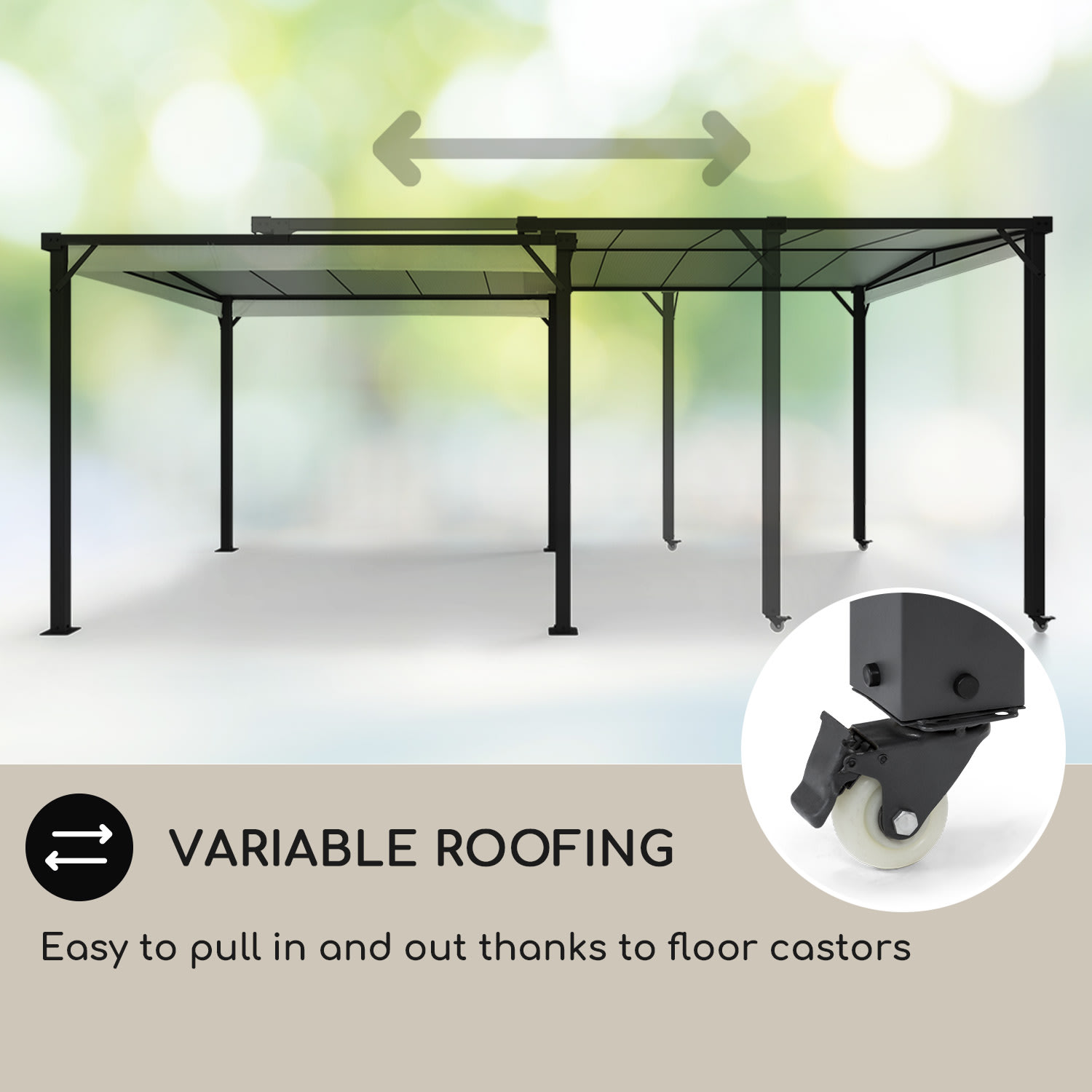Blumfeldt Pantheon Solid Sky Expand, pergola, dvojitá, bočné steny, 3 x 3 – 5,6 m, hliník – Obrázok 2