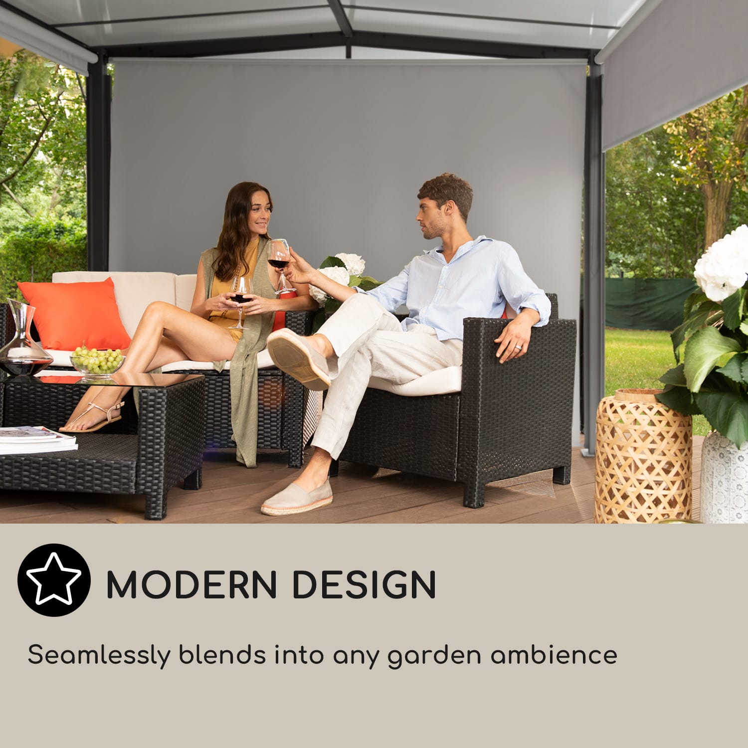 Blumfeldt Pantheon Solid Sky Expand, pergola, dvojitá, bočné steny, 3 x 3 – 5,6 m, hliník – Obrázok 3