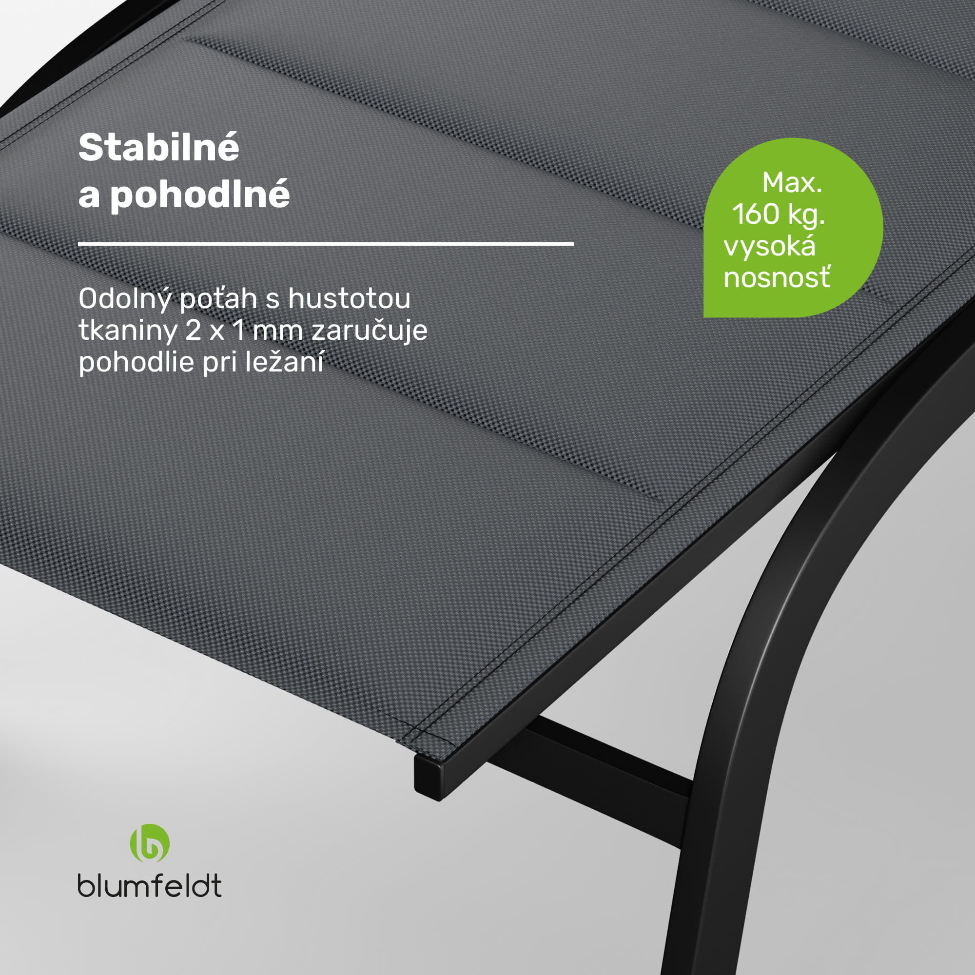 Blumfeldt Limala, lehátko, oceľ/hliník, textilén, 150 kg, prenosné – Obrázok 3