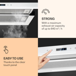 Klarstein Mariana Neo 60, plochý digestor, 60 cm, 640 m³/h, odsávanie vzduchu, LED