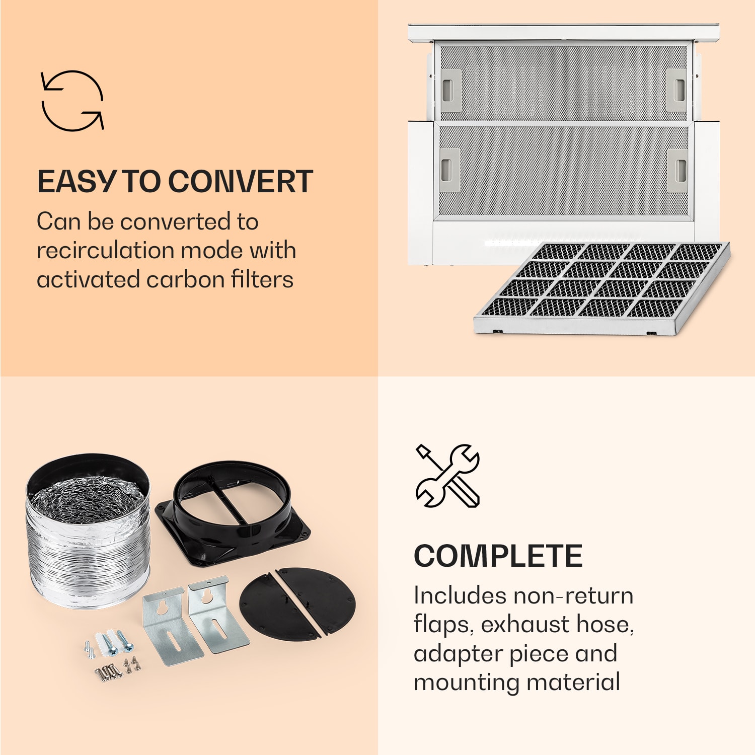 Klarstein Mariana Neo 60, plochý digestor, 60 cm, 640 m³/h, odsávanie vzduchu, LED – Obrázok 3