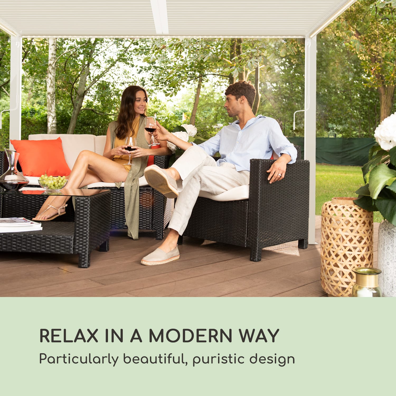 Blumfeldt Pantheon Climax Ambient, altánok, 3 x 3 m, 4 rohové stĺpiky, bioklimatická strecha – Obrázok 2