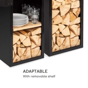 Blumfeldt Savage 2.0 Tall, ohnisko s grilom, bambusové bočné stolíky, ochranný kryt