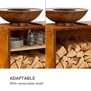 Blumfeldt Savage 2.0 Wide, ohnisko s grilom, bambusová doska na krájanie, ochranný kryt