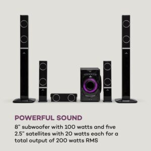 Auna Areal 825 5.1 Reproduktorový systém 200 W RMS BT USB SD AUX Diaľkové ovládanie