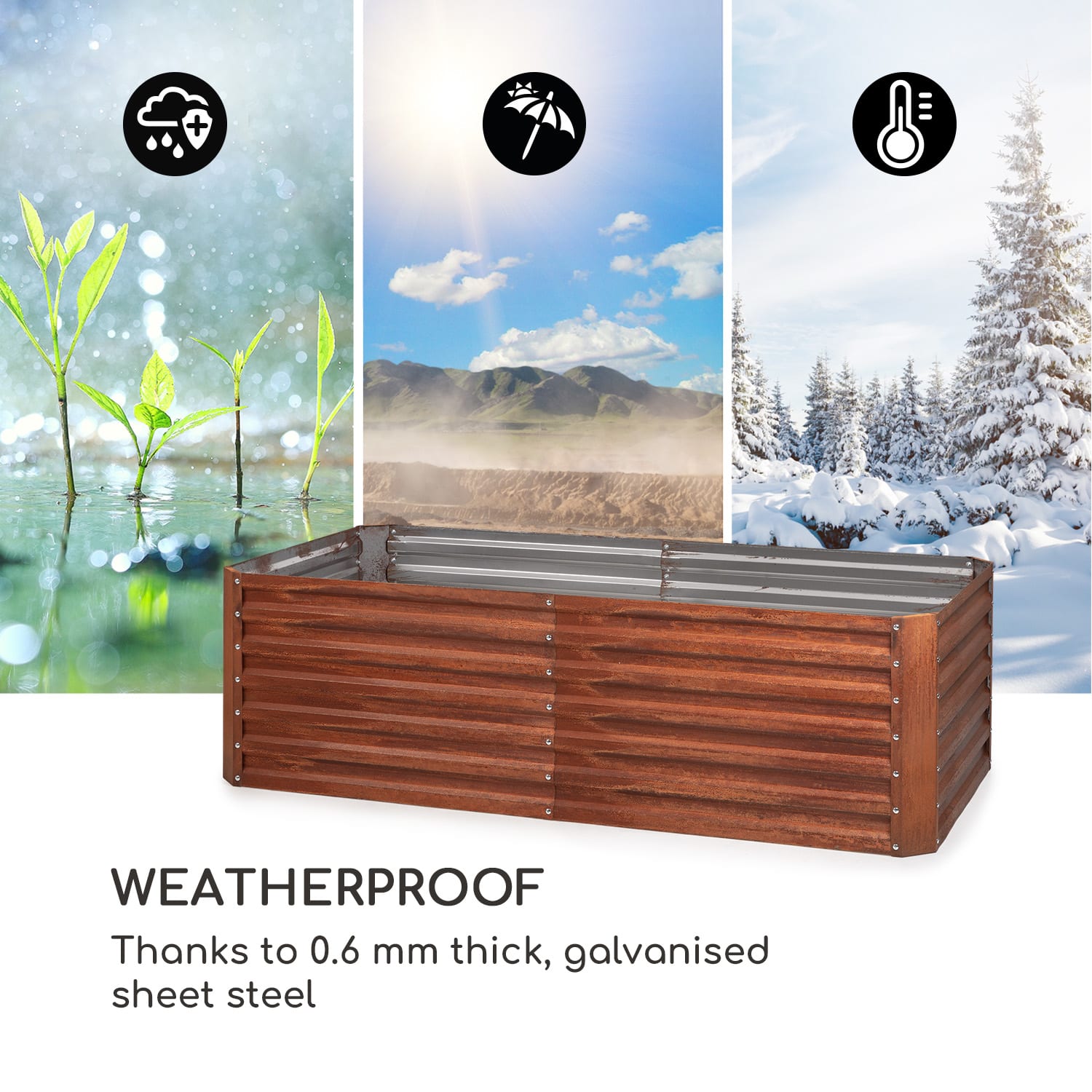 Blumfeldt Rust Grow, vyvýšený záhon, záhradný záhon, pozinkovaný oceľový plech, hrdzavá úprava – Obrázok 3