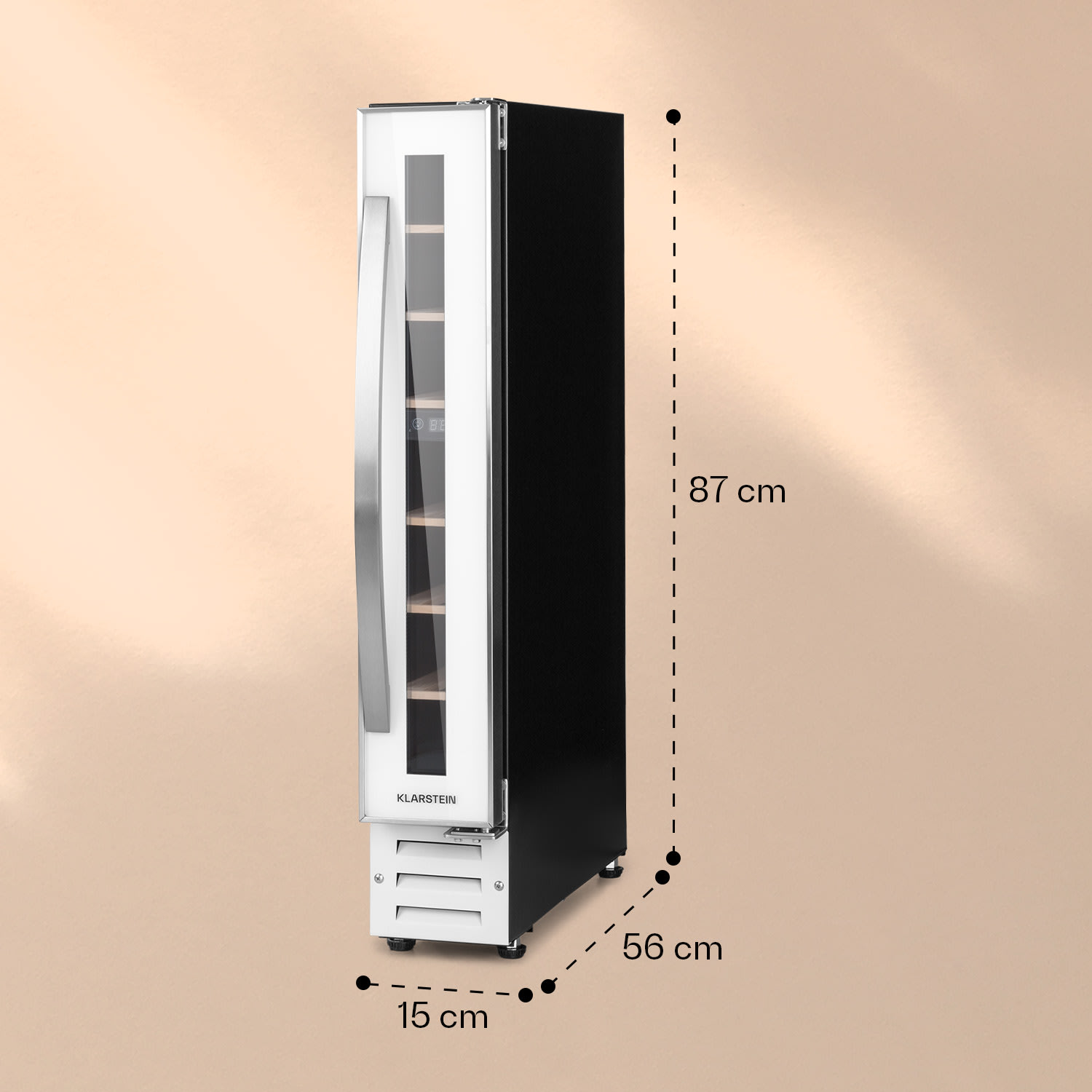 Klarstein Vinovilla 7 built-in Uno Quartz, vstavaná vinotéka, biele sklo, nehrdzavejúca oceľ – Obrázok 3