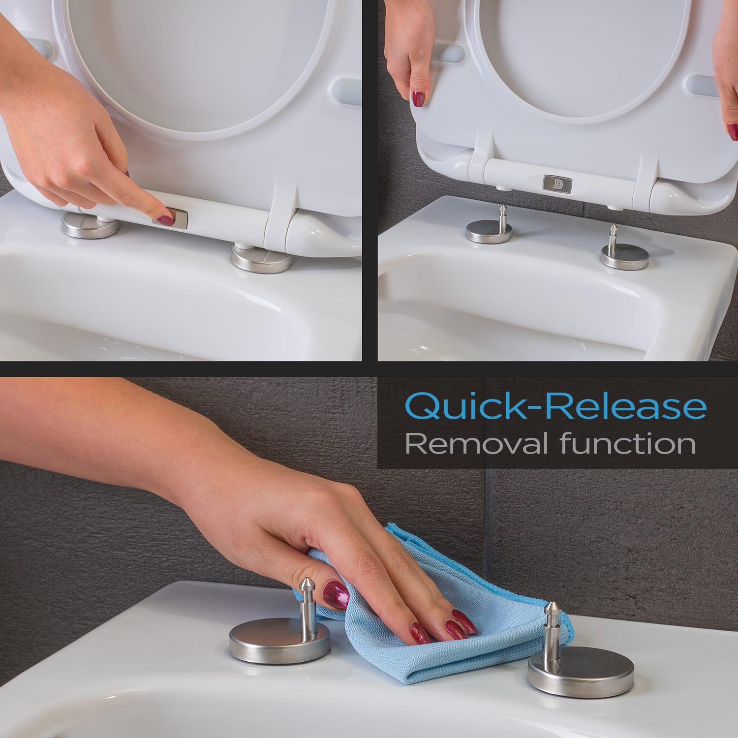 Blumfeldt Aliano, doska na toaletu, D-tvar, automatické sklápanie, antibakteriálna, biela