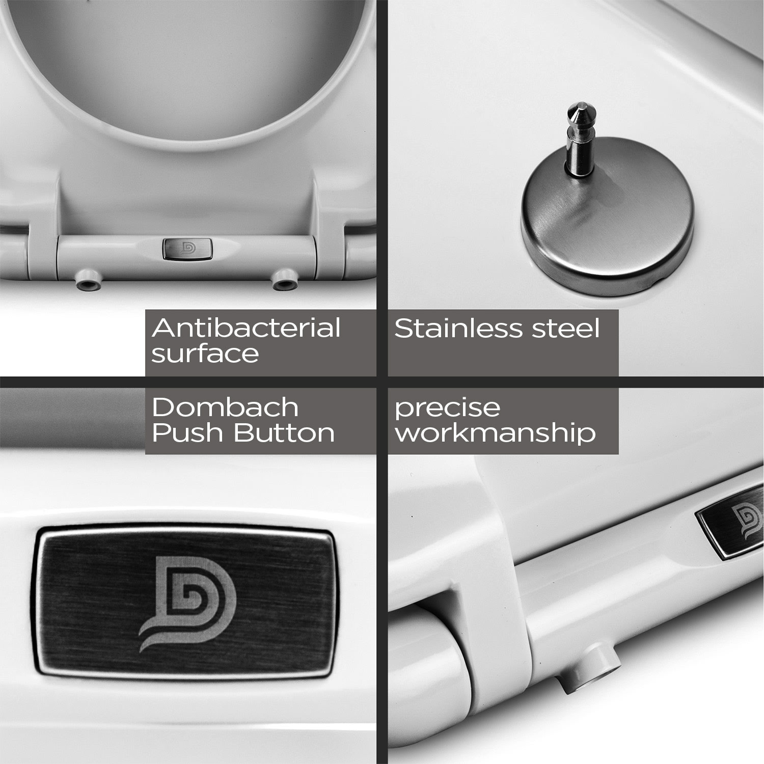 Blumfeldt Aliano, doska na toaletu, D-tvar, automatické sklápanie, antibakteriálna, biela – Obrázok 2