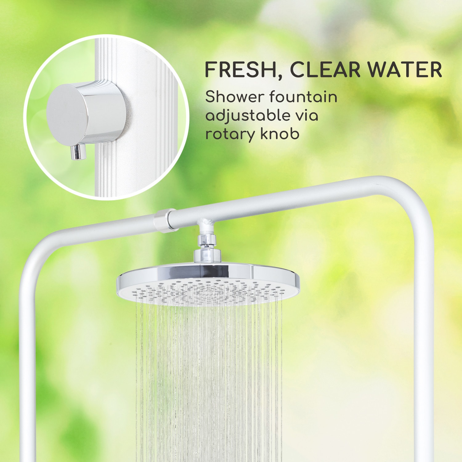 Blumfeldt Sumatra Falls Round, záhradná sprcha, WPC, hliník, Ø 80 cm, okrúhla