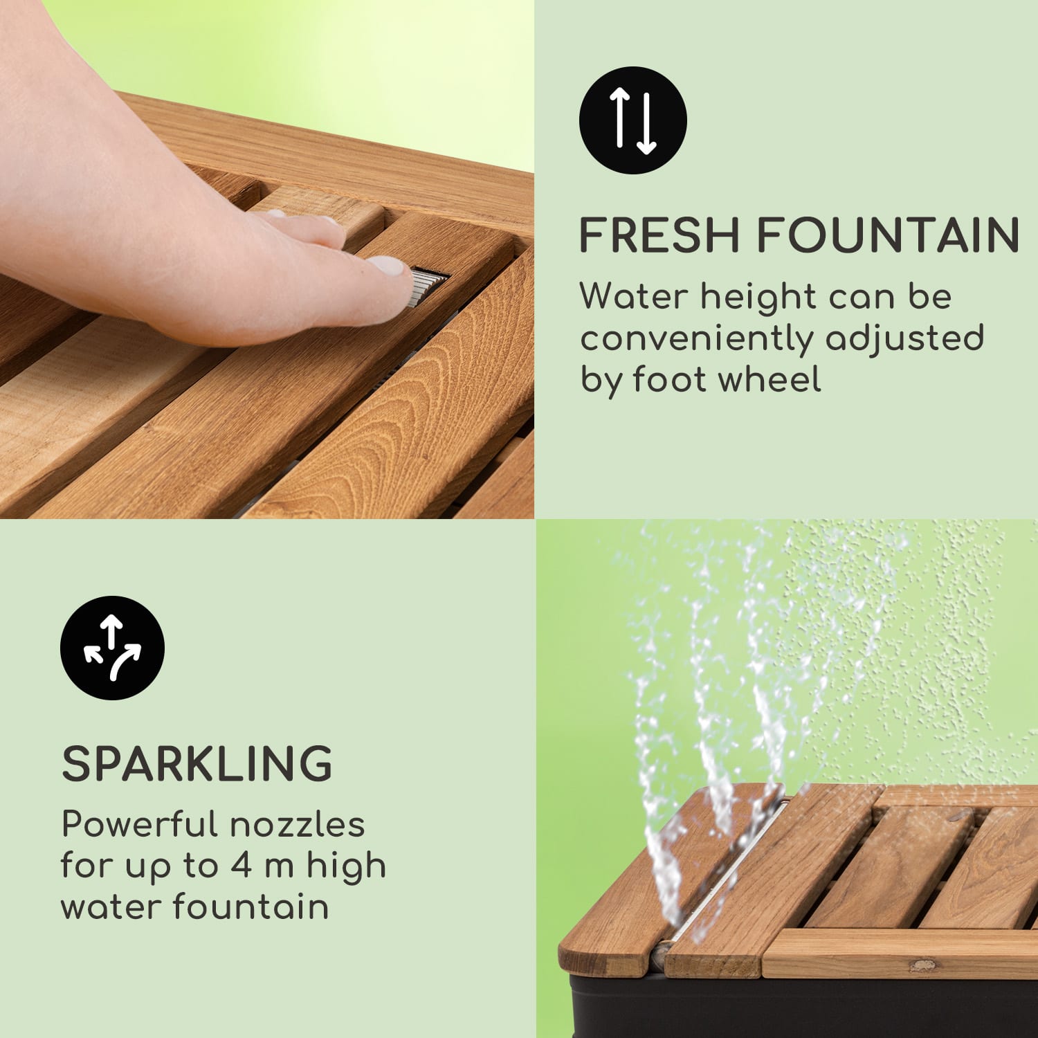 Blumfeldt Sumatra Teak Square, záhradná sprcha, hliník, tíkové drevo, rukoväť