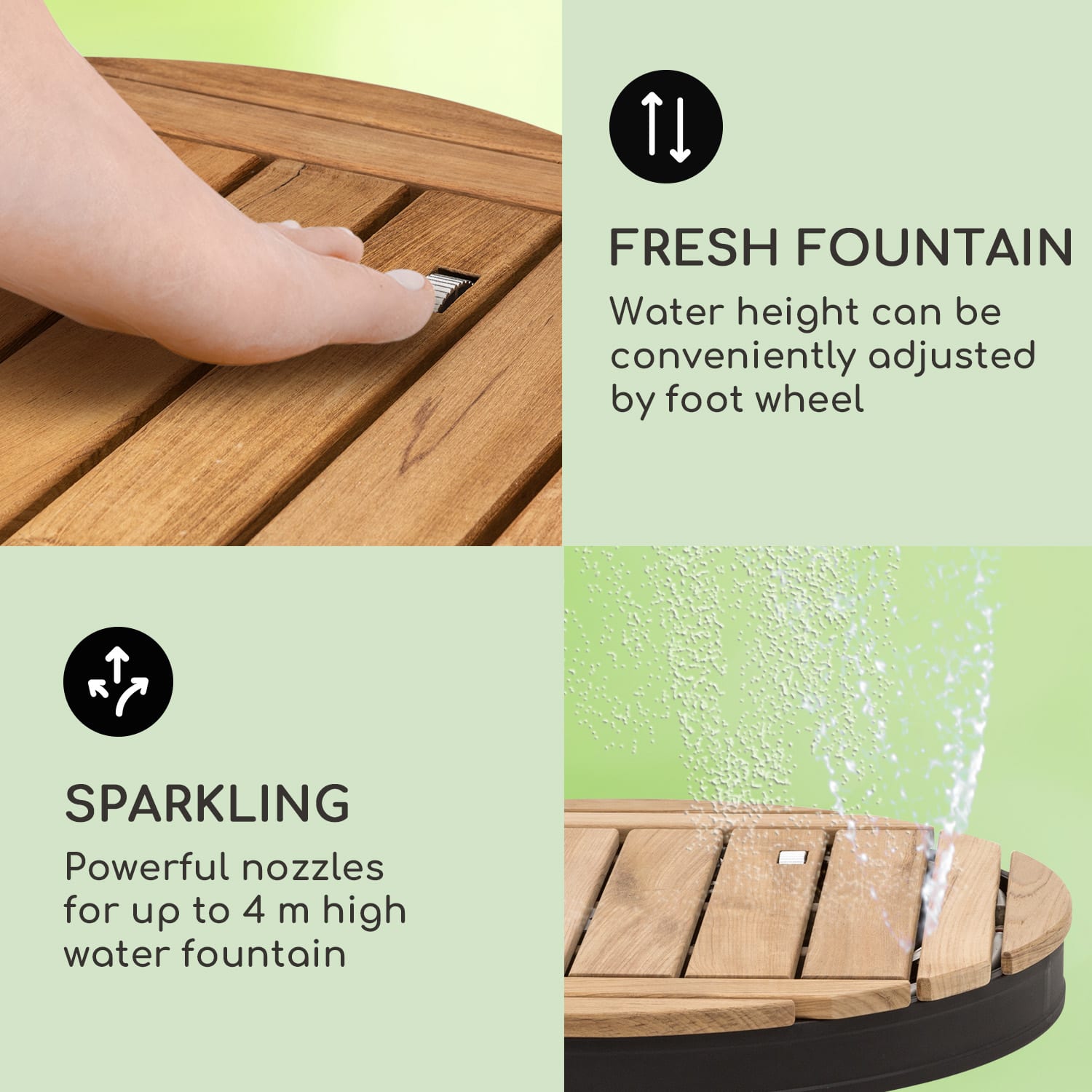 Blumfeldt Sumatra Teak Round, záhradná sprcha, hliník, tíkové drevo, rukoväť