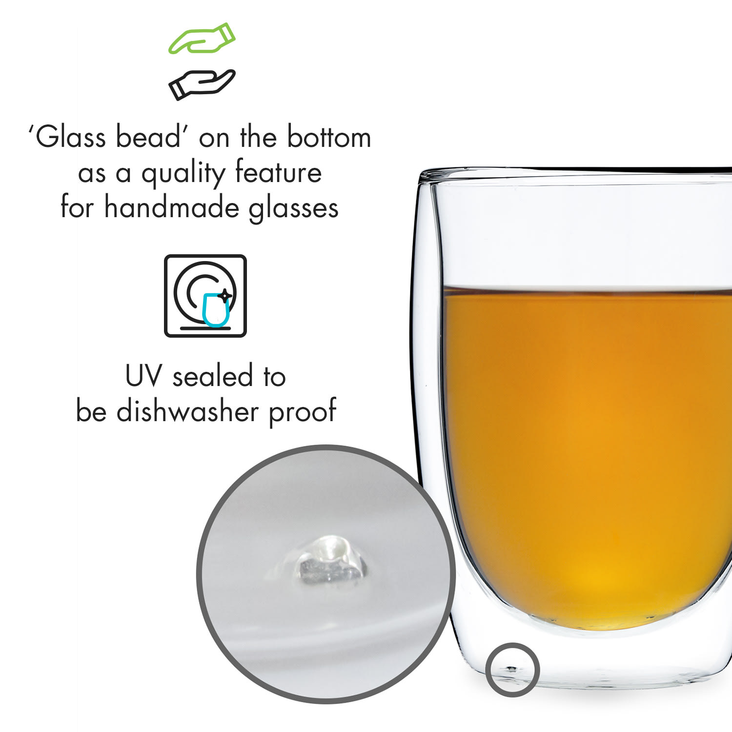 Klarstein Glaswerk Jesolo, termopoháre s dvojitým sklom, 350 ml, ručne vyrobené, borosilikátové sklo – Obrázok 3