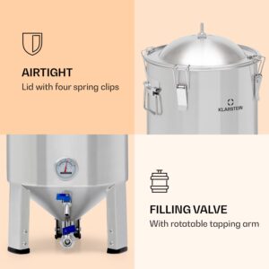 Klarstein Gärkeller Pro, fermentačný kotol, 15 l, vypúšťací ventil kvasiniek, nehrdzavejúca oceľ
