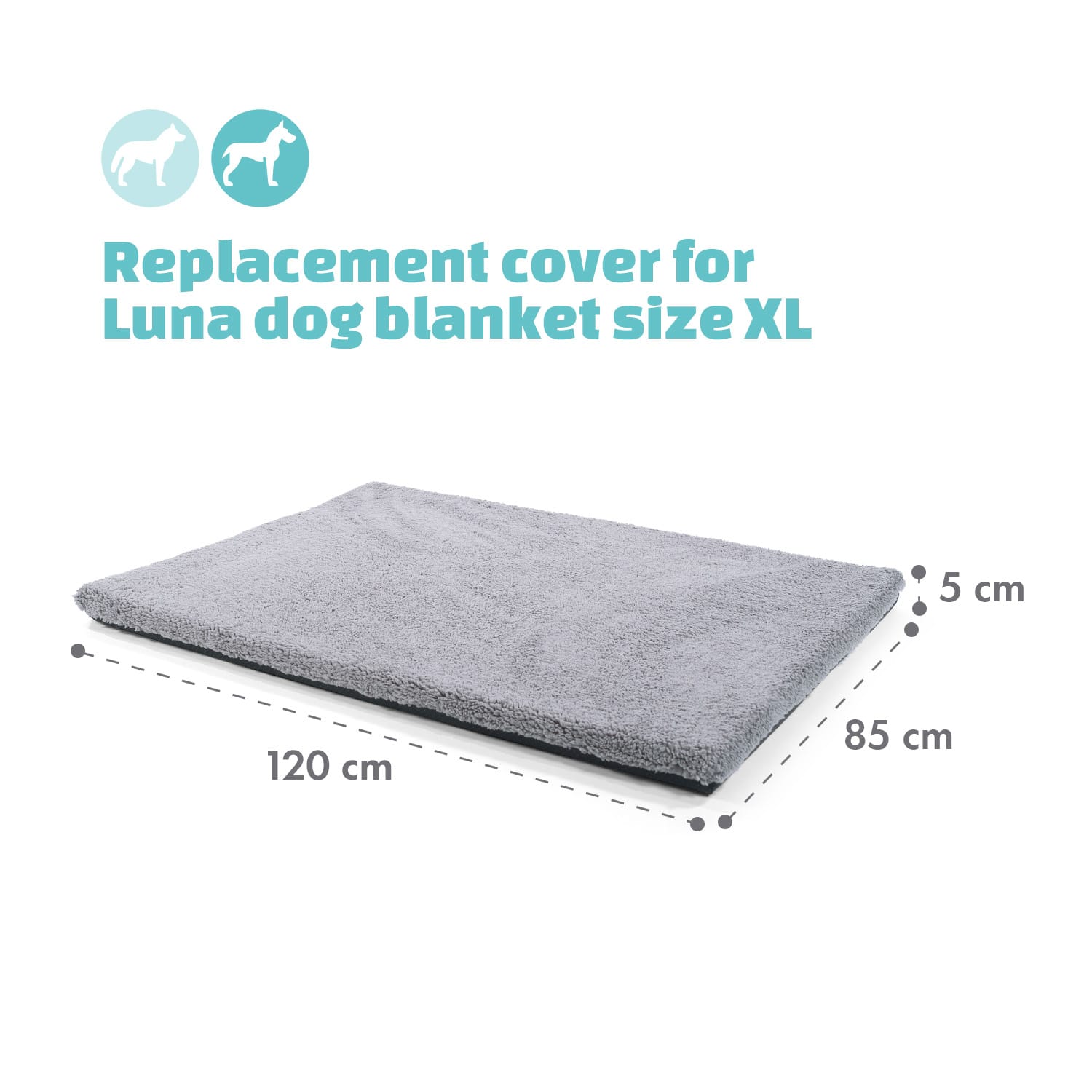 Brunolie Luna, pelech pre psa, náhradný poťah, prateľný, protišmykový, priedušný, veľkosť XL (120 x 5 x 85 cm)