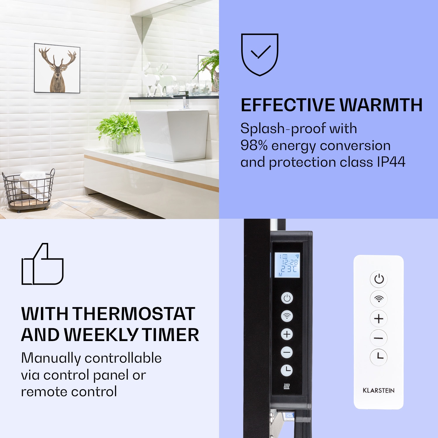 Klarstein Wonderwall Air Art Smart, infračervený ohrievač, 60 x 60 cm, 350 W, jeleň