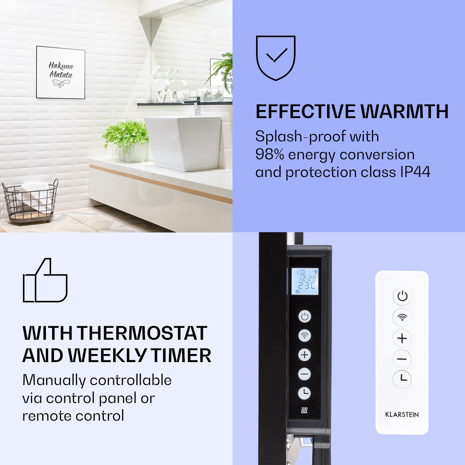 Klarstein Wonderwall Air Art Smart, infračervený ohrievač, 60 x 60 cm, 350 W, motto