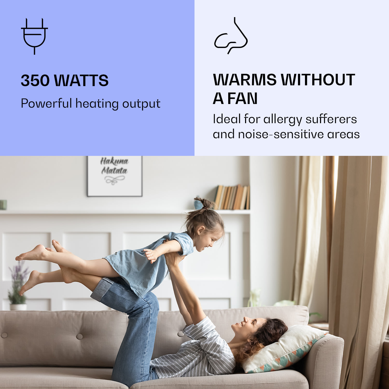 Klarstein Wonderwall Air Art Smart, infračervený ohrievač, 60 x 60 cm, 350 W, motto – Obrázok 2