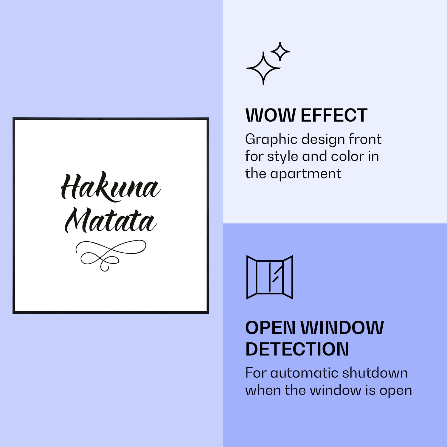 Klarstein Wonderwall Air Art Smart, infračervený ohrievač, 60 x 60 cm, 350 W, motto – Obrázok 3