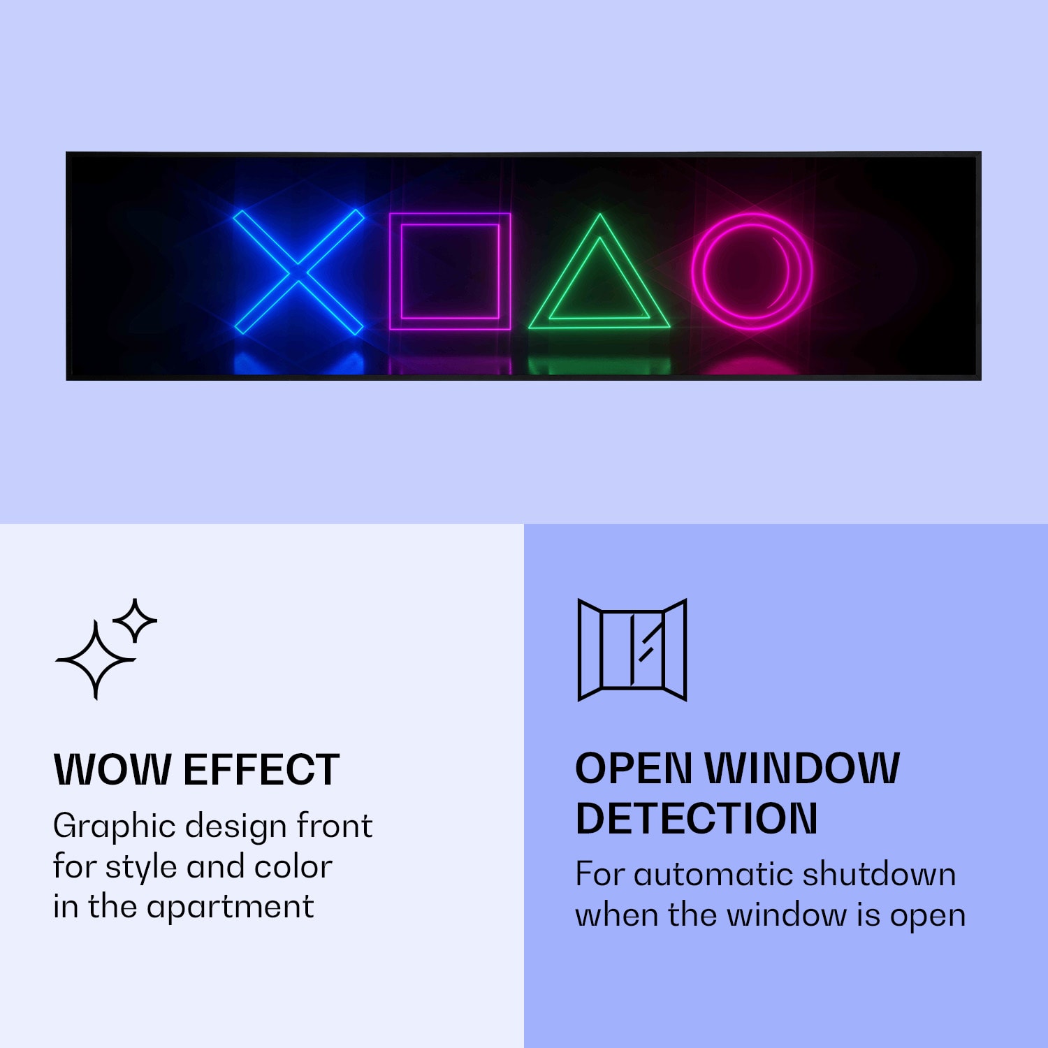 Klarstein Wonderwall Air Art Smart, infračervený ohrievač, 120 x 30 cm, 350 W, hra – Obrázok 3