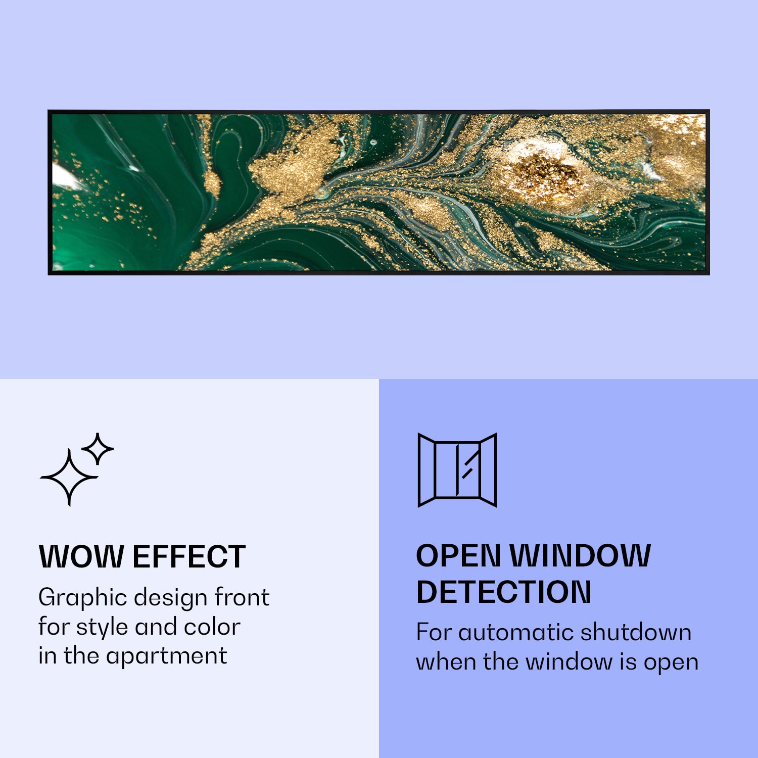 Klarstein Wonderwall Air Art Smart, infračervený ohrievač, 120 x 30 cm, 350 W, vír – Obrázok 3