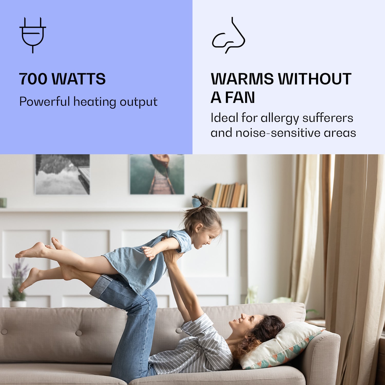 Klarstein Wonderwall Air Art Smart, infračervený ohrievač, 60 x 120 cm, 700 W, more vertikálne – Obrázok 2