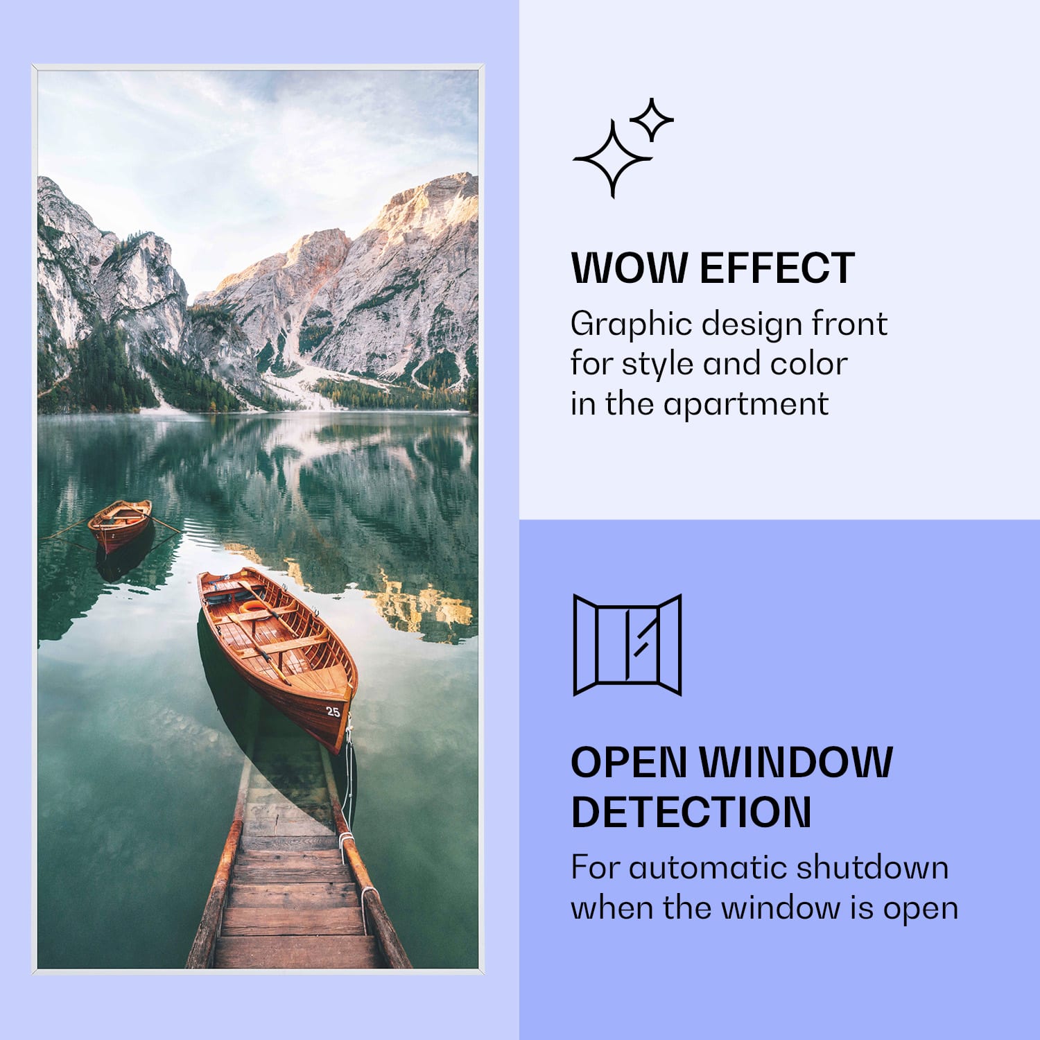 Klarstein Wonderwall Air Art Smart, infračervený ohrievač, 60 x 120 cm, 700 W, more vertikálne – Obrázok 3