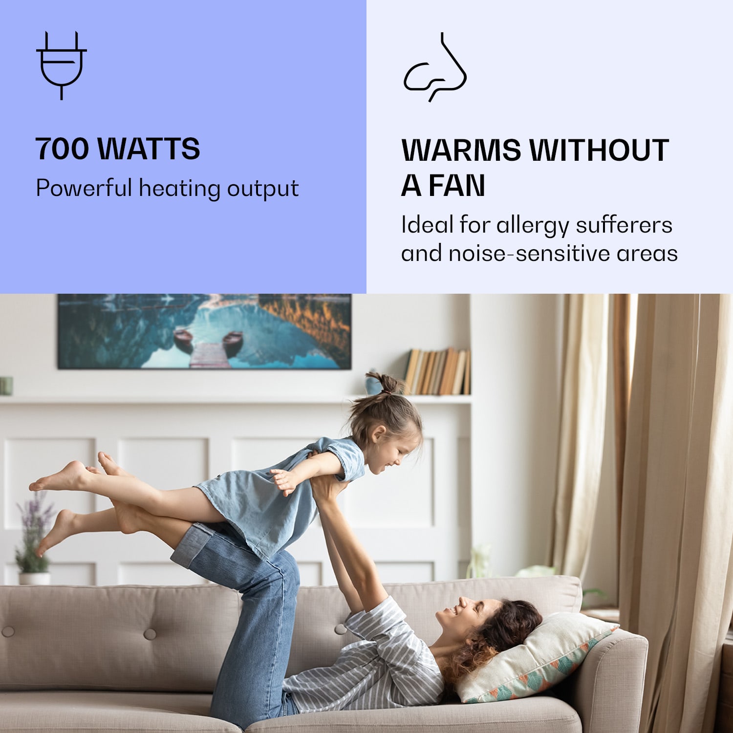 Klarstein Wonderwall Air Art Smart, infračervený ohrievač, 120 x 60 cm, 700 W, more vertikálne – Obrázok 2