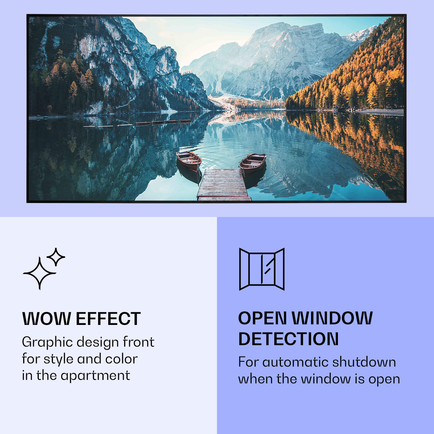 Klarstein Wonderwall Air Art Smart, infračervený ohrievač, 120 x 60 cm, 700 W, more vertikálne – Obrázok 3