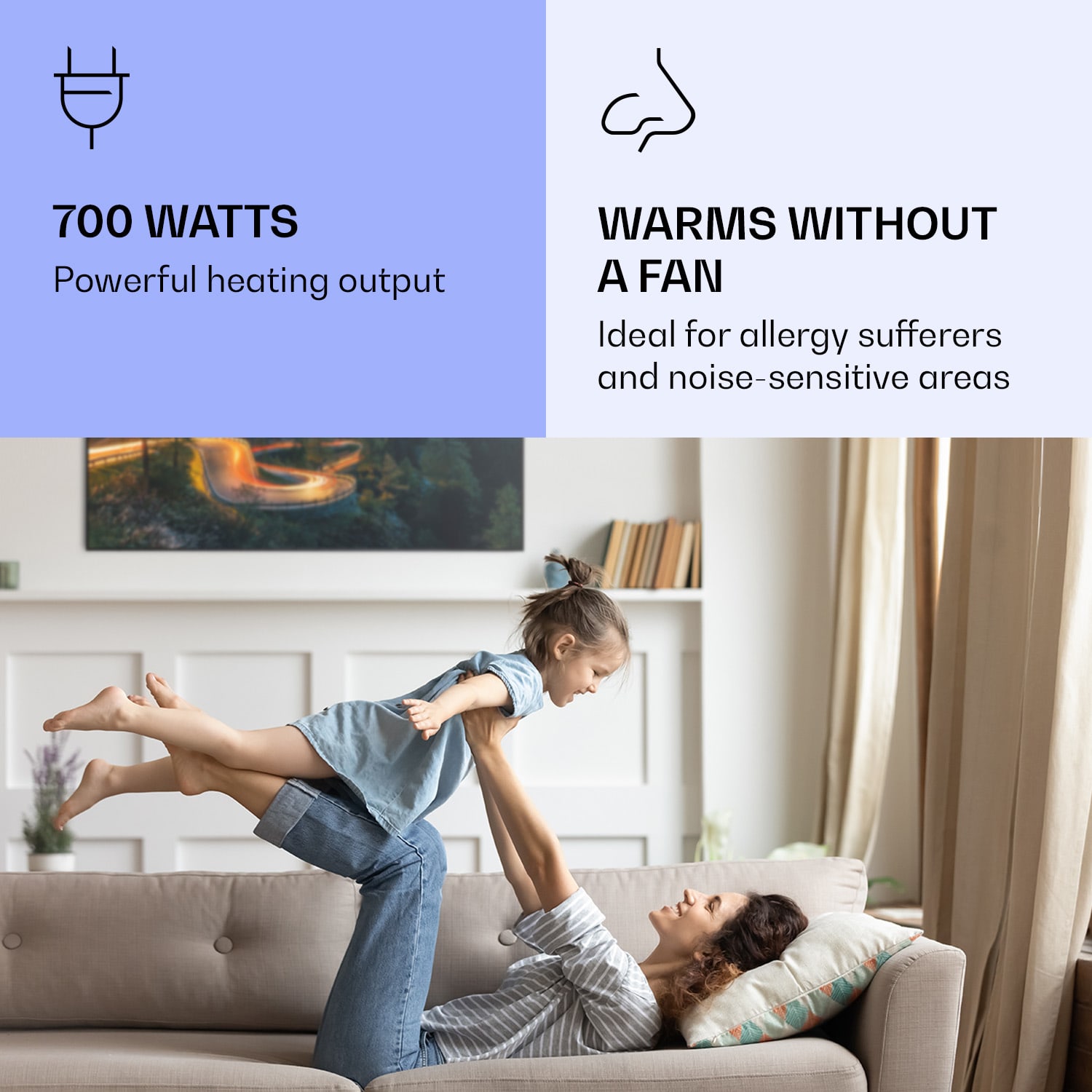 Klarstein Wonderwall Air Art Smart, infračervený ohrievač, 120 x 60 cm, 700 W, horská cesta – Obrázok 2