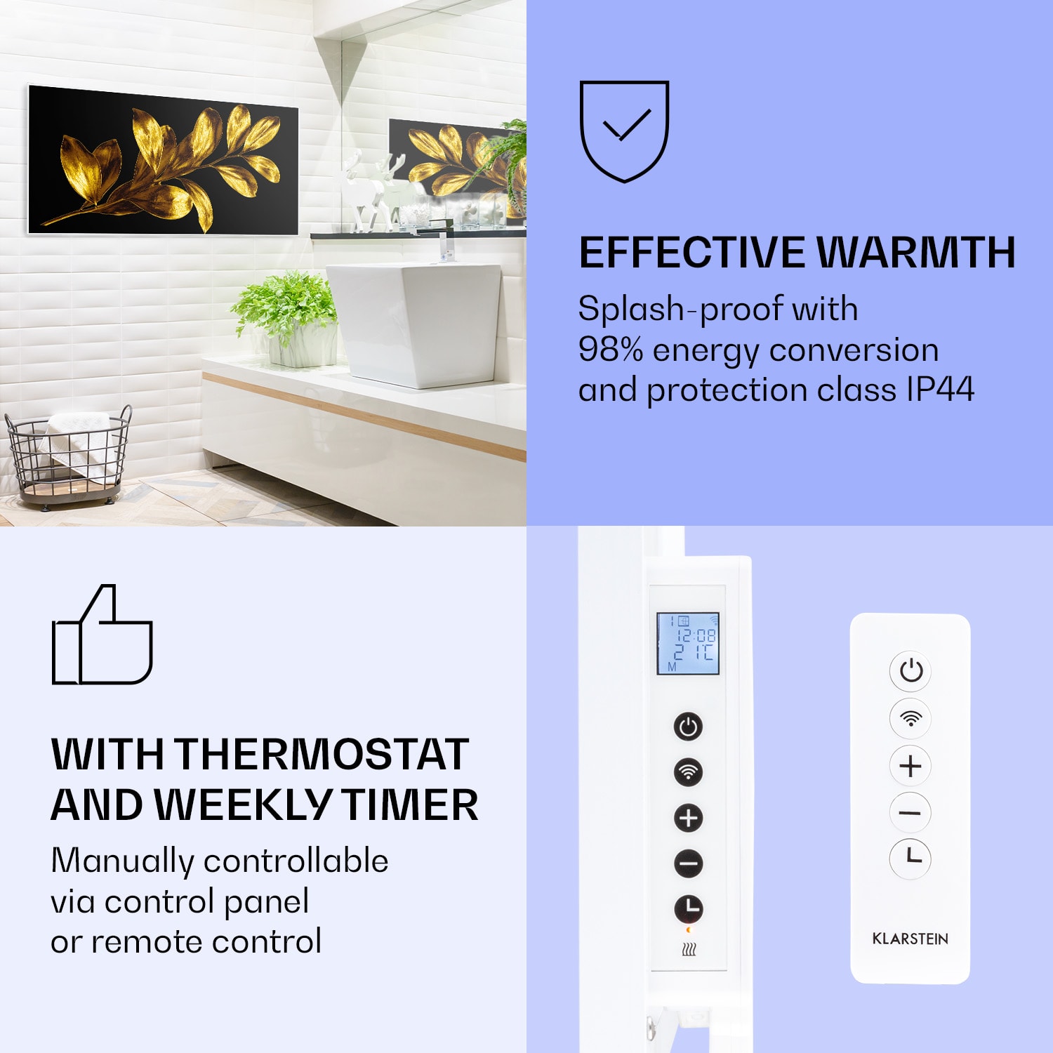 Klarstein Wonderwall Air Art Smart, infračervený ohrievač, 120 x 60 cm, 700 W, zlatý list