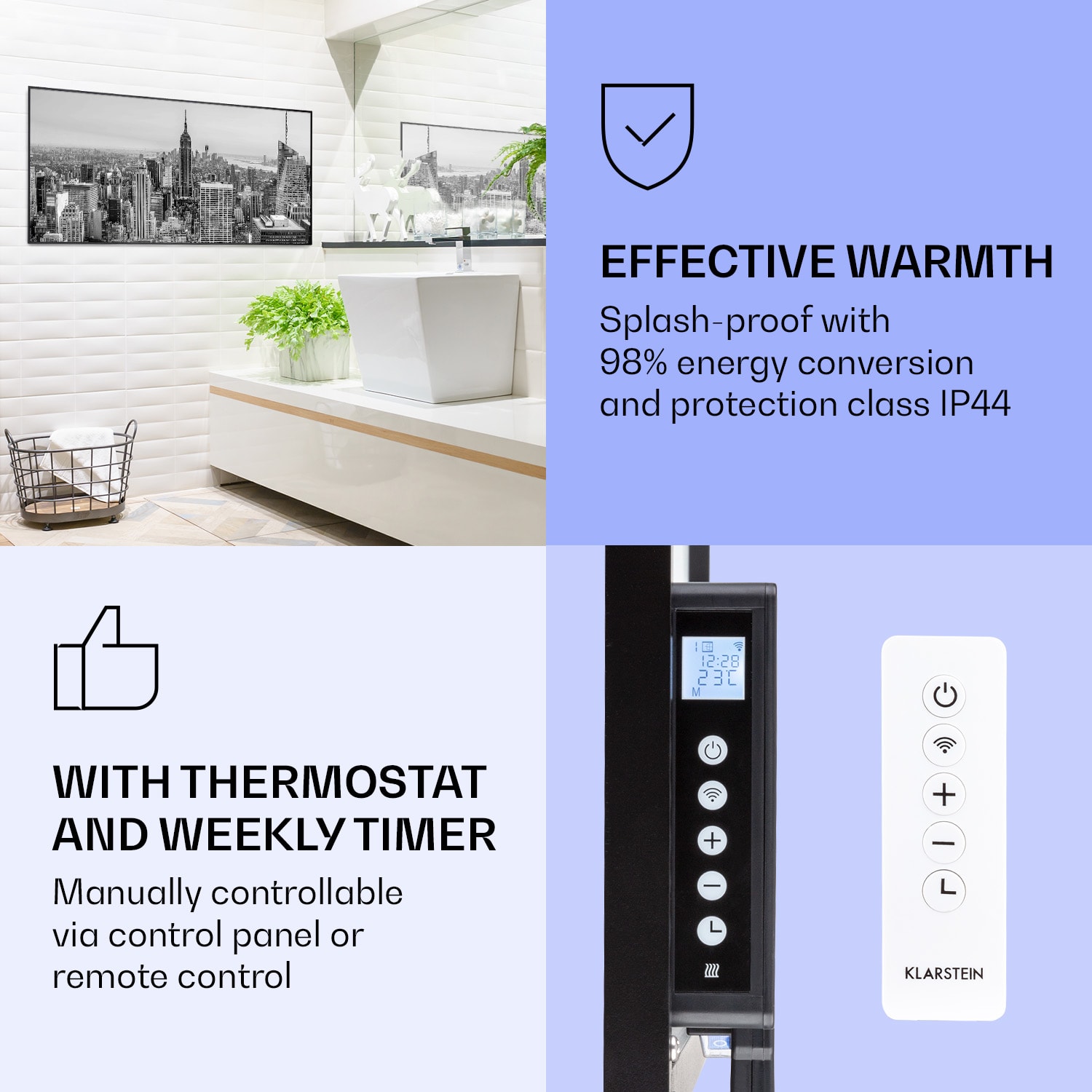 Klarstein Wonderwall Air Art Smart, infračervený ohrievač, 120 × 60 cm, 700 W, New York City