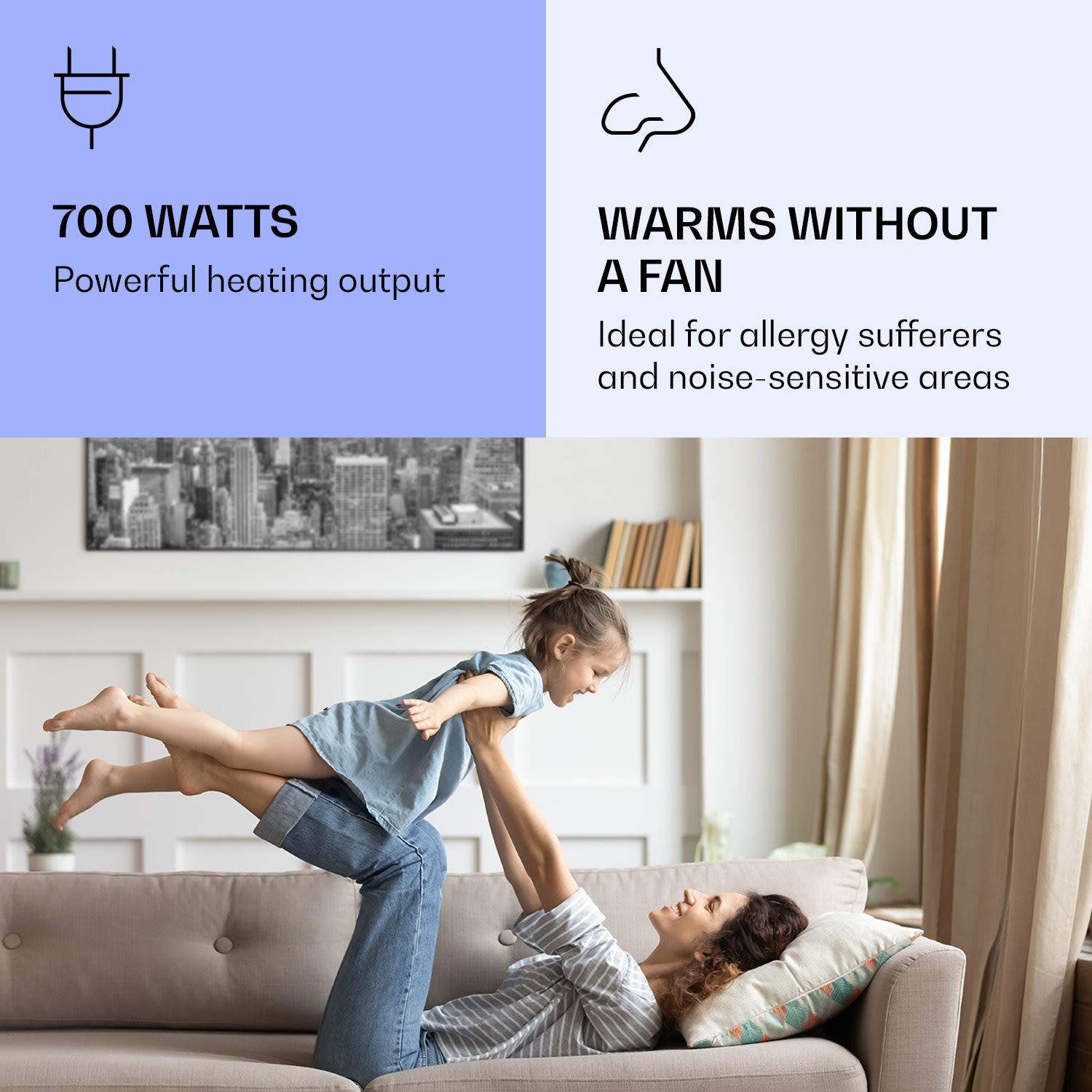 Klarstein Wonderwall Air Art Smart, infračervený ohrievač, 120 × 60 cm, 700 W, New York City – Obrázok 2