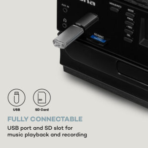 Auna Oakland DAB Plus, retro stereo systém, DAB+/FM, BT funkcia, vinyl, CD prehrávač, kazetový prehrávač. vrátane reproduktorov