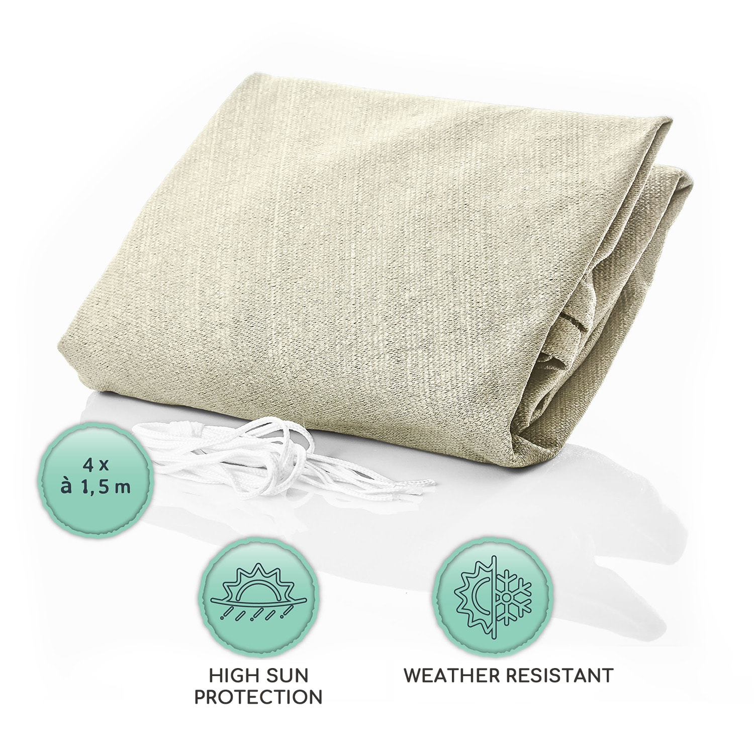 Blumfeldt Pravouhlá slnečná clona, 3 x 5 m, s upevňovacími okami, polyester, priedušná – Obrázok 2