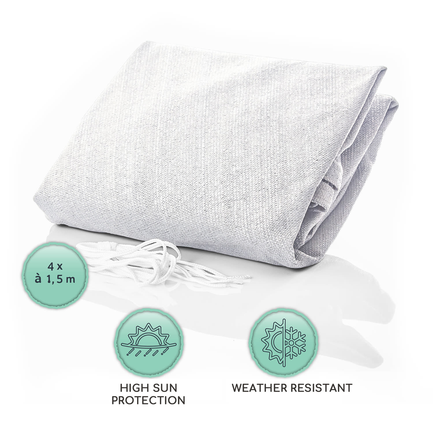 Blumfeldt Obdĺžniková slnečná clona, 3 x 4 m, s upevňovacími okami, polyester, priedušná – Obrázok 2