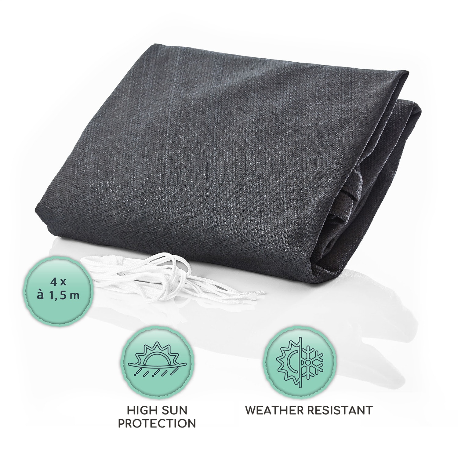 Blumfeldt Obdĺžniková slnečná clona, 5 x 7 m, s upevňovacími okami, polyester, priedušná – Obrázok 2